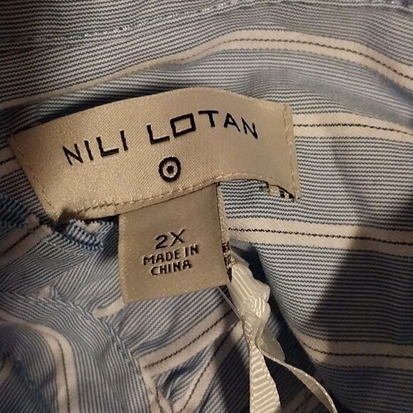 Nili Lotan Target Women's  Ruffle Collar Striped  Button Down Shirt NWT Size 2X - Picture 6 of 10